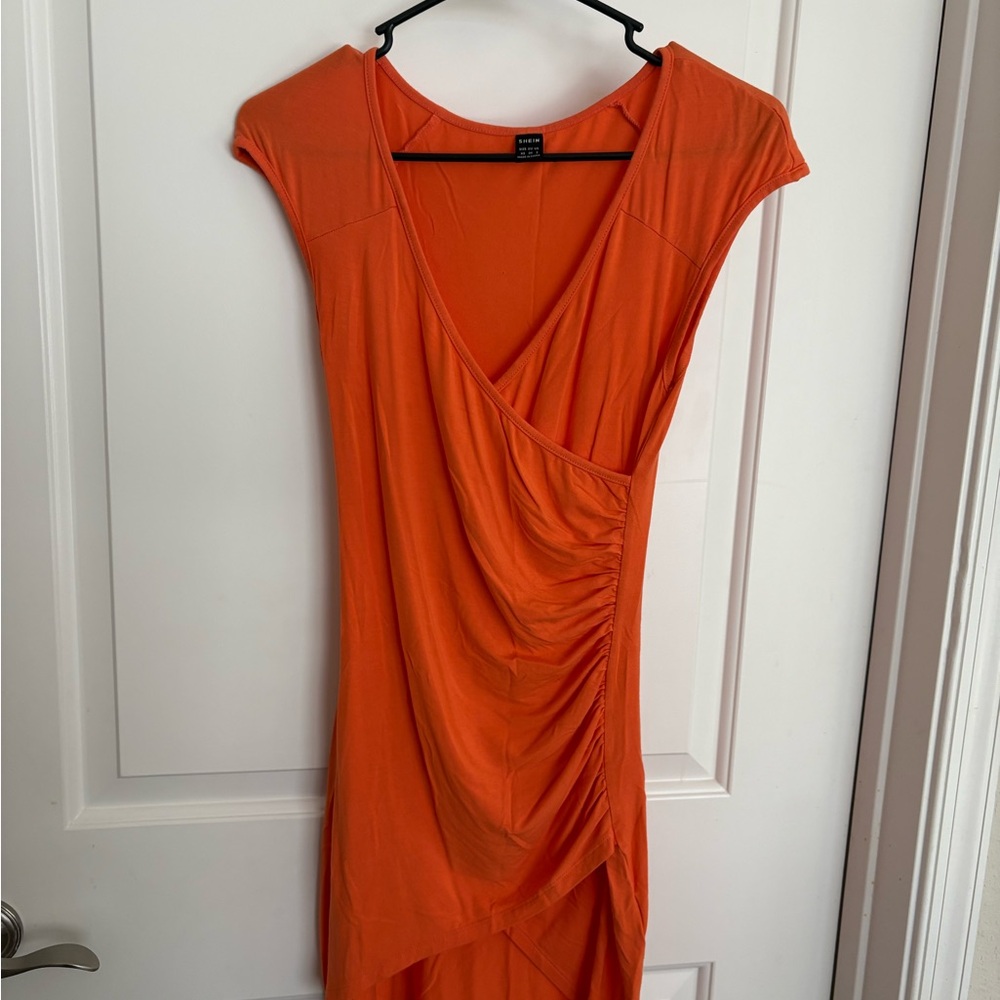 SHEIN Asymmetrical Orange Dress